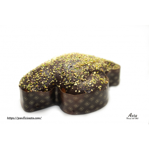 Colomba con Crema al Pistacchio e Glassa al Cioccolato Fondente
